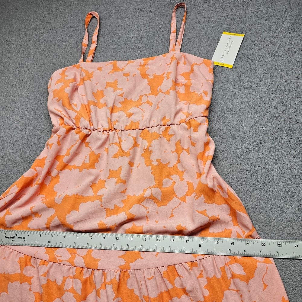 Social Standard by Sanctuary Maxi Dress Womens M Pink Orange Floral Smocked Back - Picture 3 of 9